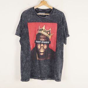 Notorious BIG Trust Nobody Black Acid Wash Short Sleeve Cotton Shirt Sz XL